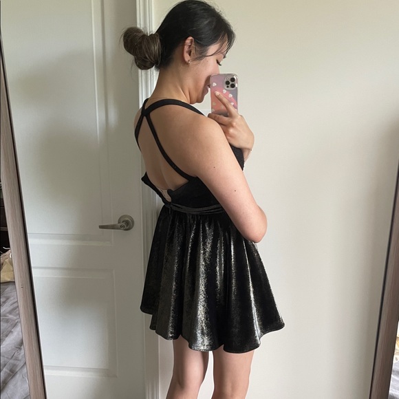 BEBE Black and Gold Lace Metallic Velour Dress US XXS - Picture 2 of 12